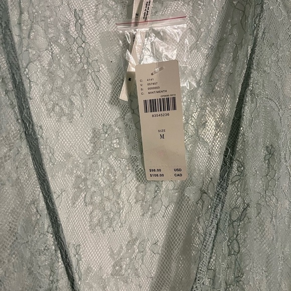 By Anthropologie Sheer Lace Buttondown Midi Dress in Mint - Picture 5 of 7